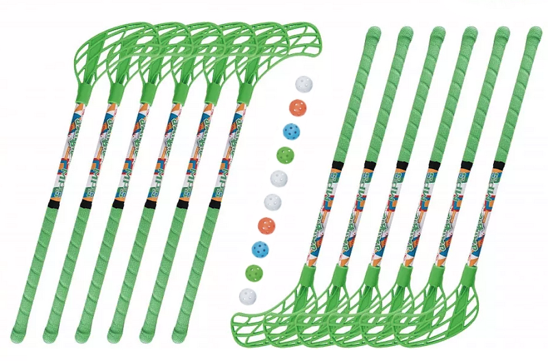 Floorball set MPS Jungle mini Green (12 sticks)