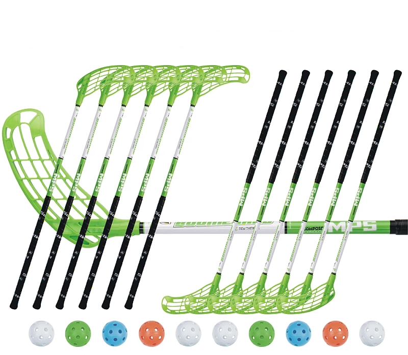 Floorball set MPS Boomerang Green (12 sticks)
