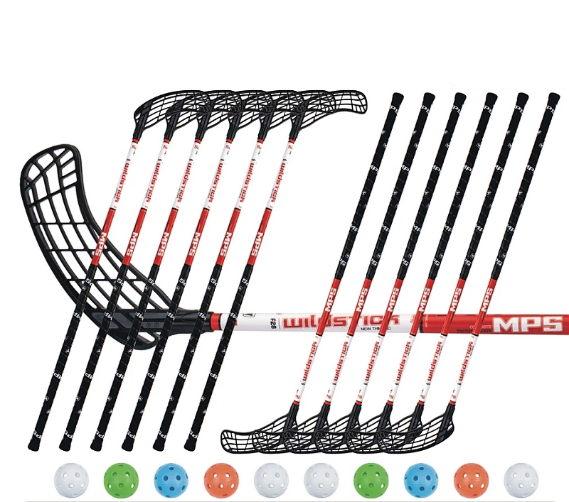 Floorball set MPS Wildstick Red/Black (12 sticks)