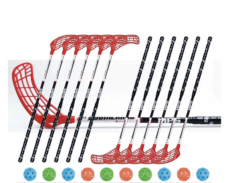 Floorball set MPS Boomerang Red/Black (12 sticks)