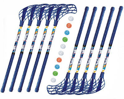 Floorball set MPS Jungle mini Navy (12 sticks)