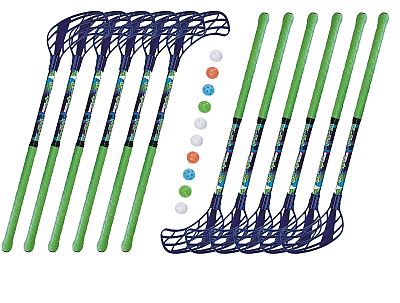 Floorball set MPS Jungle mini Green/Navy (12 sticks)