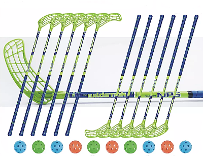 Floorball set MPS Wildstick Green-Navy (12 sticks)