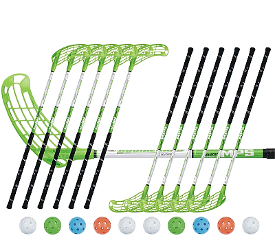 Floorball set MPS Boomerang Green (12 sticks)