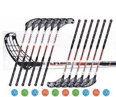 Floorball set MPS Flash Orange-Black (12 sticks)