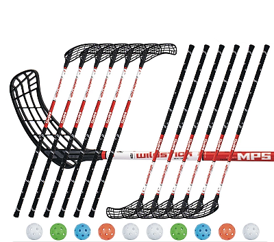 Floorball set MPS Wildstick Red/Black (12 sticks)