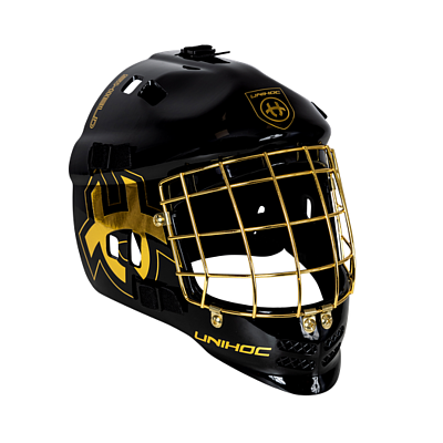 Unihoc goalkeeper mask Shield black/gold