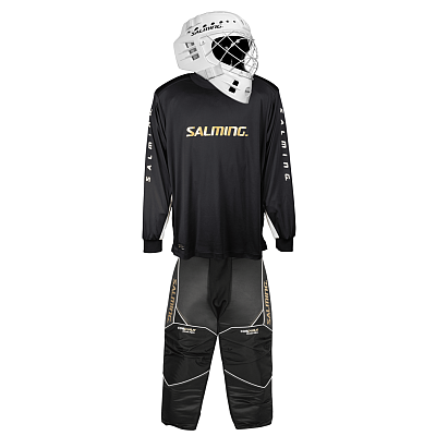 Salming Goalkeeper set React black/white + mask Salming Phoenix Elite Helmet White Shiny