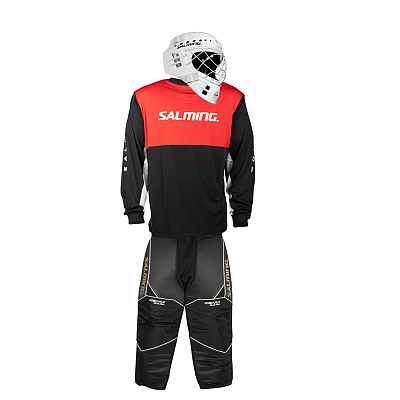 Salming Goalkeeper set React black/red+ mask Salming Phoenix Elite Helmet White Shiny