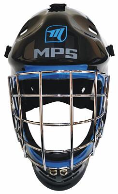 MPS goalie mask PRO Black/Blue helmet silver mesh