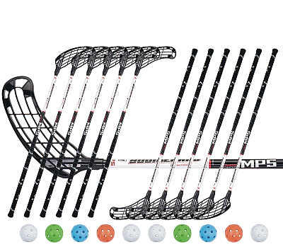 Floorball set MPS Boomerang Black (12 sticks)
