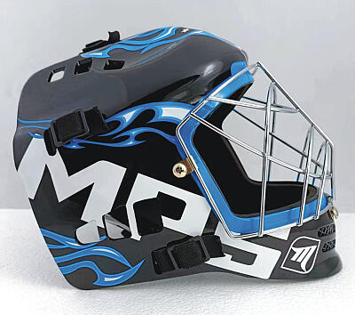 MPS Blue goalkeeper set + Pro Flame mask - Blue/Chrome + MPS floorball gloves