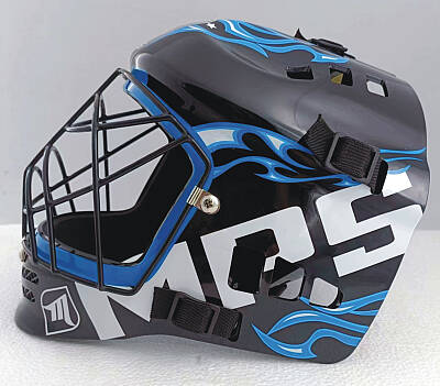 MPS Blue goalkeeper set + Pro Flame mask - Black/Blue + MPS floorball gloves