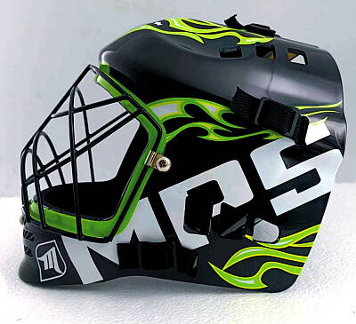 MPS Green goalkeeper set + Pro Flame mask - Black/Green + MPS floorball gloves