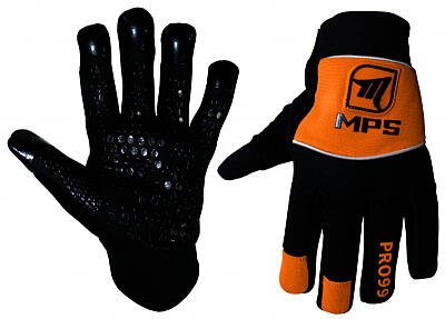 MPS Orange goalkeeper set + Pro Flame mask - Black/Orange + MPS floorball gloves
