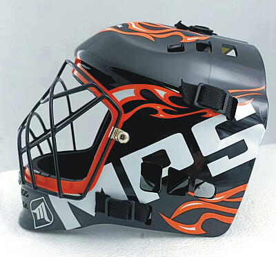 MPS Orange goalkeeper set + Pro Flame mask - Black/Orange + MPS floorball gloves